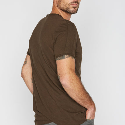 Men's Cotton Linen Patch Sleeve Tee