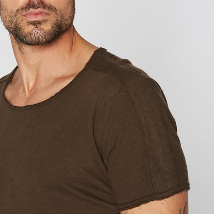 Men's Cotton Linen Patch Sleeve Tee