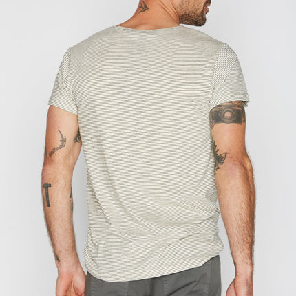 Men's Crew Neck Stripe Tee - Ivory / Black