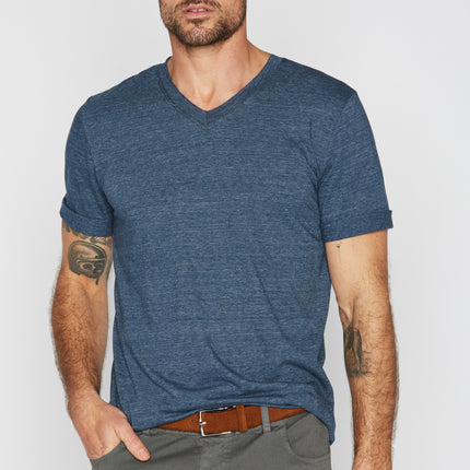 Men's Tri-Blend Stitch Sleeve V-Neck Tee