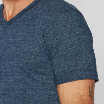 Men's Tri-Blend Stitch Sleeve V-Neck Tee