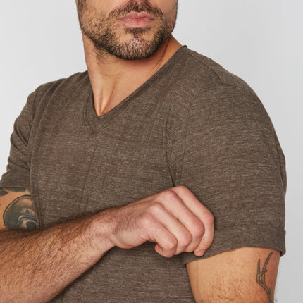 Men's Tri-Blend Stitch Sleeve V-Neck Tee