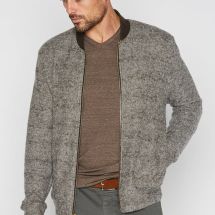 Men's Soft Knit Melange Bomber Jacket