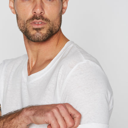 Men's Cotton Linen V-Neck Tee