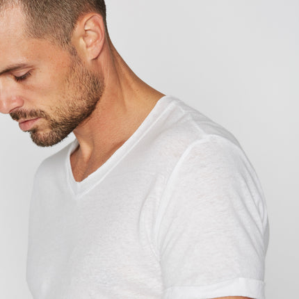 Men's Cotton Linen V-Neck Tee