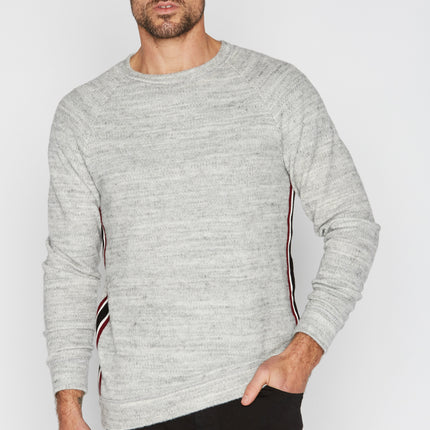 Men's Soft Knit Melange Side Stripe Pullover Sweater