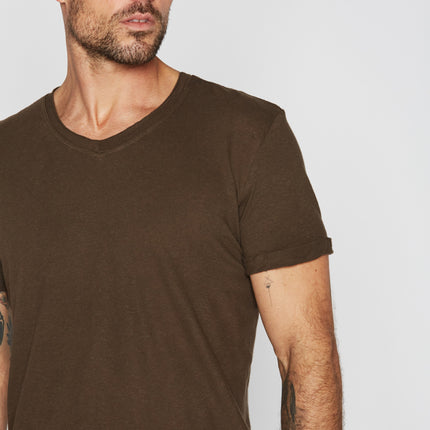 Men's Cotton Linen V-Neck Tee
