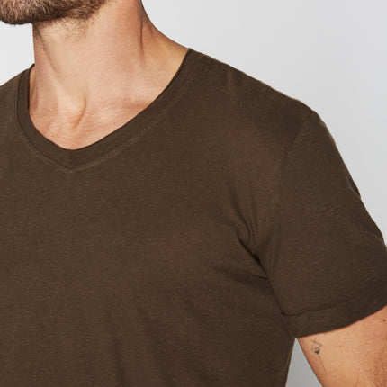 Men's Cotton Linen V-Neck Tee