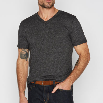 Men's Tri-Blend Stitch Sleeve V-Neck Tee