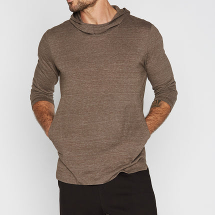 Men's 3/4 Sleeve Cowl Neck Visor Hoodie