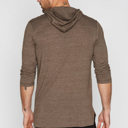 Men's 3/4 Sleeve Cowl Neck Visor Hoodie