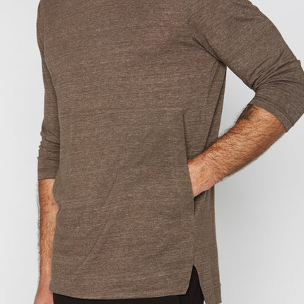 Men's 3/4 Sleeve Cowl Neck Visor Hoodie