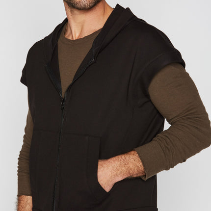 Men's Performance Ponte Zip Front Sleeveless Hoodie