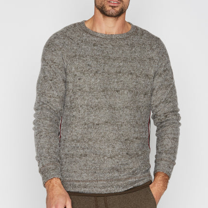Men's Soft Knit Melange Side Stripe Pullover Sweater