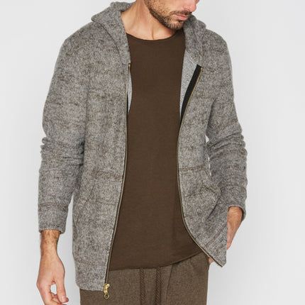 Men's Soft Knit Melange Zip Front Hoodie