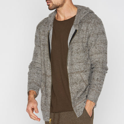 Men's Soft Knit Melange Zip Front Hoodie