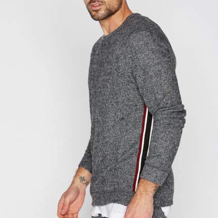 Men's Soft Knit Melange Side Stripe Pullover Sweater