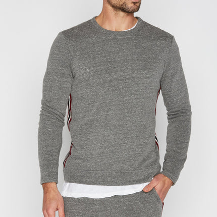 Men's French Terry Side Stripe Crew Neck Sweatshirt