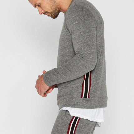 Men's French Terry Side Stripe Crew Neck Sweatshirt