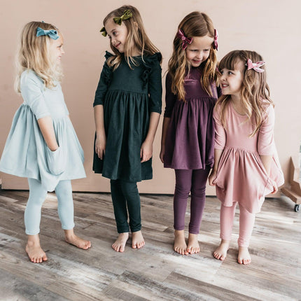 Sage 3/4 Sleeve Pocket Twirl Dress