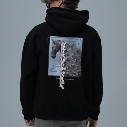 Mixed-Media Horse Graphic Hoodie