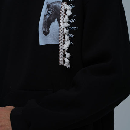 Mixed-Media Horse Graphic Hoodie