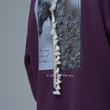 Mixed-Media Horse Graphic Hoodie