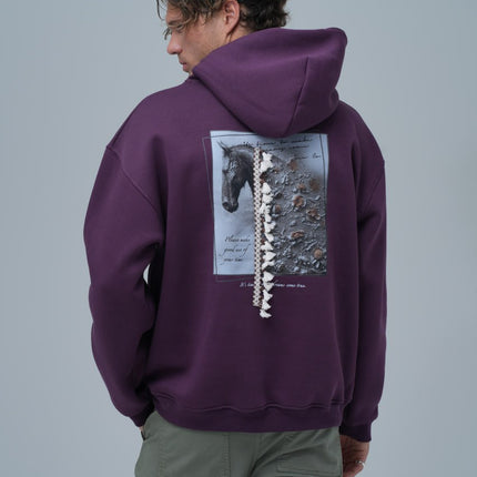 Mixed-Media Horse Graphic Hoodie