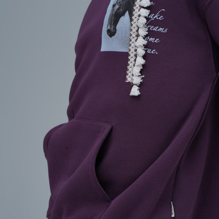 Mixed-Media Horse Graphic Hoodie