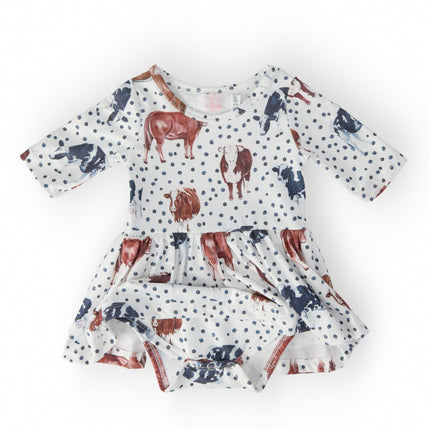 SALE Moo Meadows 3/4 Sleeve Twirl Bodysuit