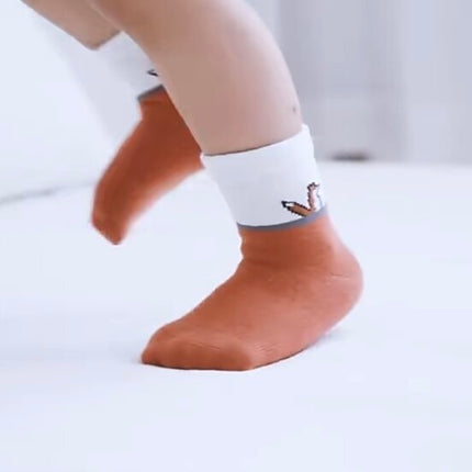 Organic Cotton Fox Socks for Toddlers | 5-Pack Kids’ Fun Socks | Fox