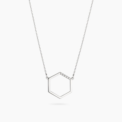 Dainty Sterling Silver Hexagon Necklace