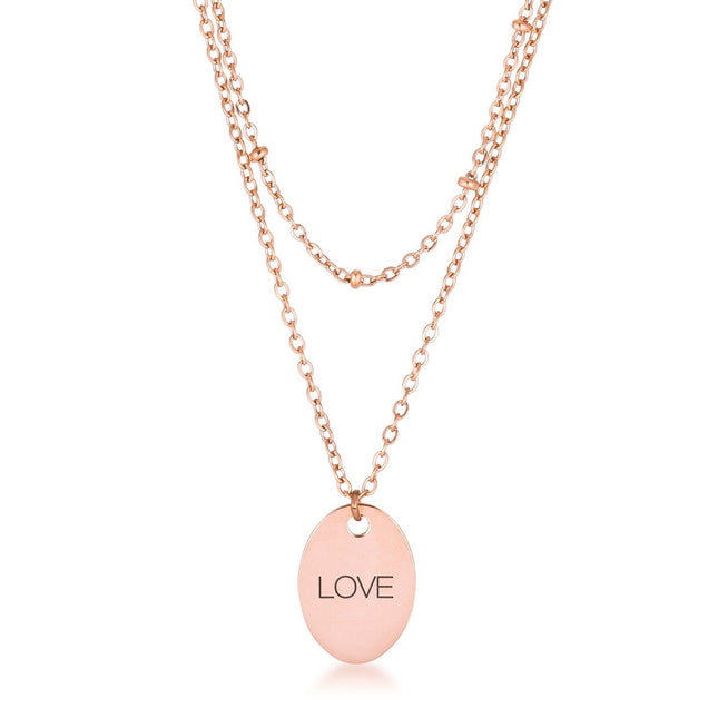 Rose Gold Plated Double Chain "LOVE" Necklace