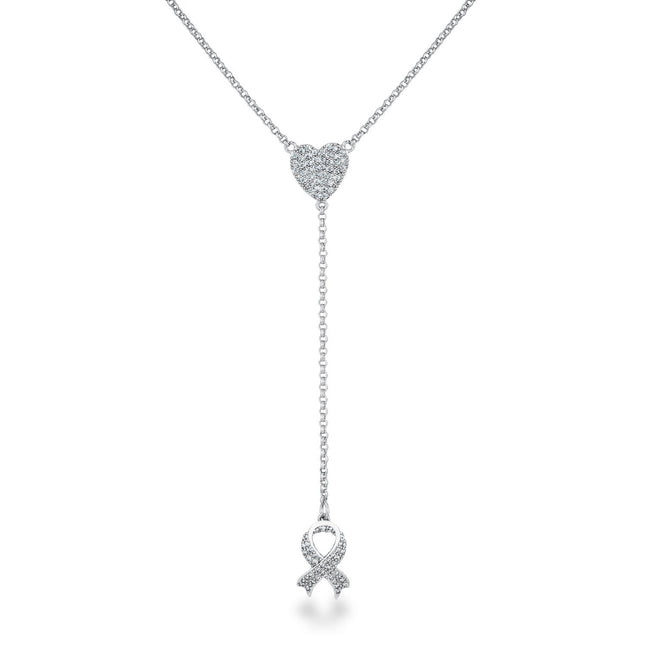 Rhodium Plated CZ "Y" Necklace