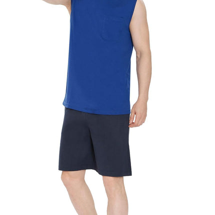 Mens Cotton Knit Shorts with Elastic Waistband and Inner Drawstrings