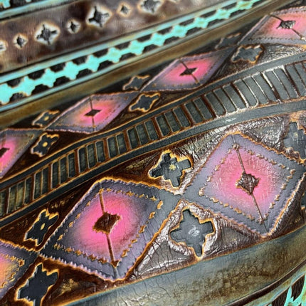 Boho Western Hat w/ Choice of Leather Hat Band & Turquoise Slab-Magenta 981w