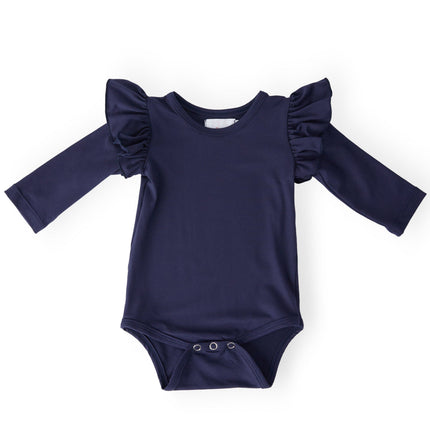 Navy L/S Flutter Bodysuit