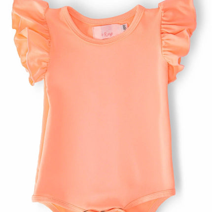 Neon Coral S/S Flutter Bodysuit