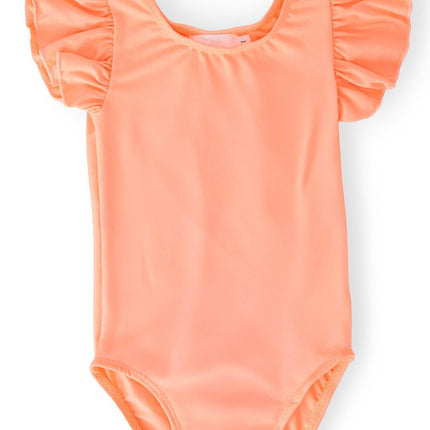 Neon Coral S/S Flutter Sleeve Leotard