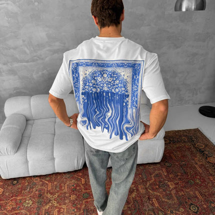 Neon Drip Cotton T-Shirt / Back Print Streetwear Tee