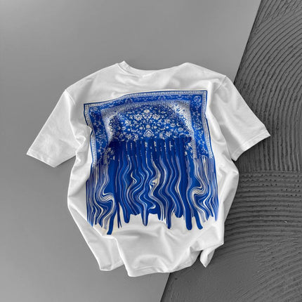 Neon Drip Cotton T-Shirt / Back Print Streetwear Tee