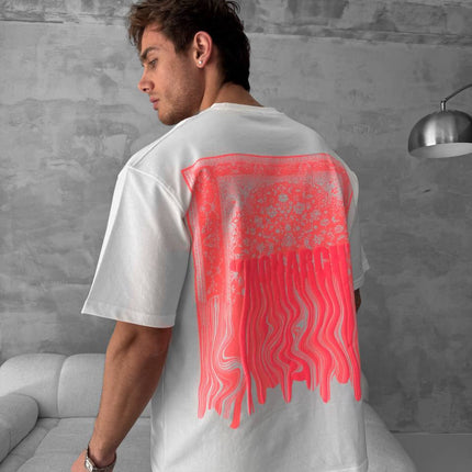 Neon Drip Cotton T-Shirt / Back Print Streetwear Tee