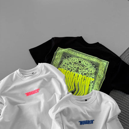 Neon Drip Cotton T-Shirt / Back Print Streetwear Tee