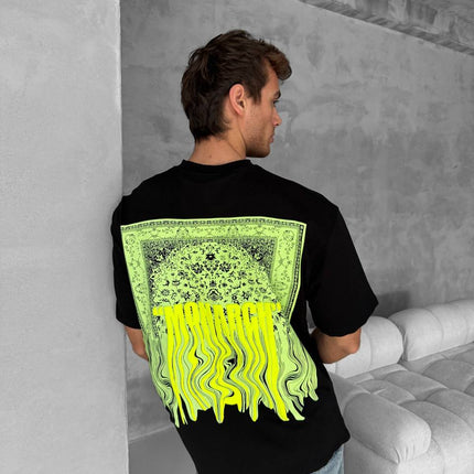 Neon Drip Cotton T-Shirt / Back Print Streetwear Tee