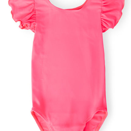 Neon Pink S/S Flutter Sleeve Leotard