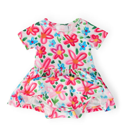 Neon Floral S/S Twirl Bodysuit