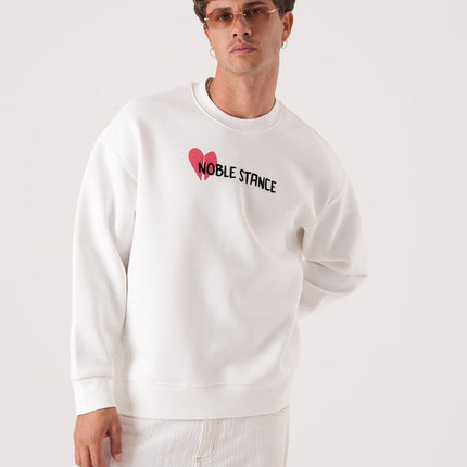 Noble Stance Oversized Sweatshirt: Artistic Heart & Dog Graphic