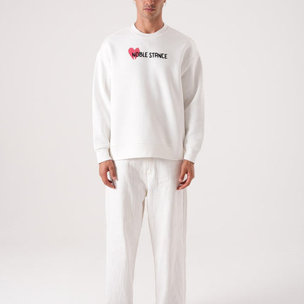 Noble Stance Oversized Sweatshirt: Artistic Heart & Dog Graphic