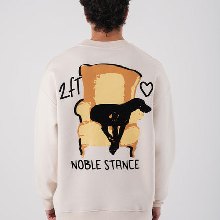 Noble Stance Oversized Sweatshirt: Artistic Heart & Dog Graphic