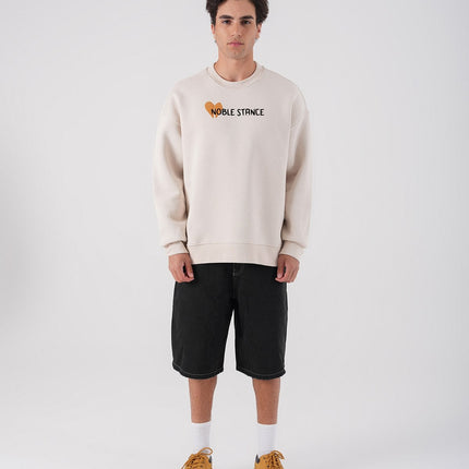 Noble Stance Oversized Sweatshirt: Artistic Heart & Dog Graphic